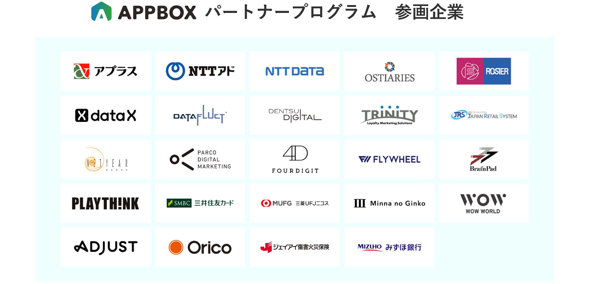 APPBOXパートナープログラム参加企業一覧